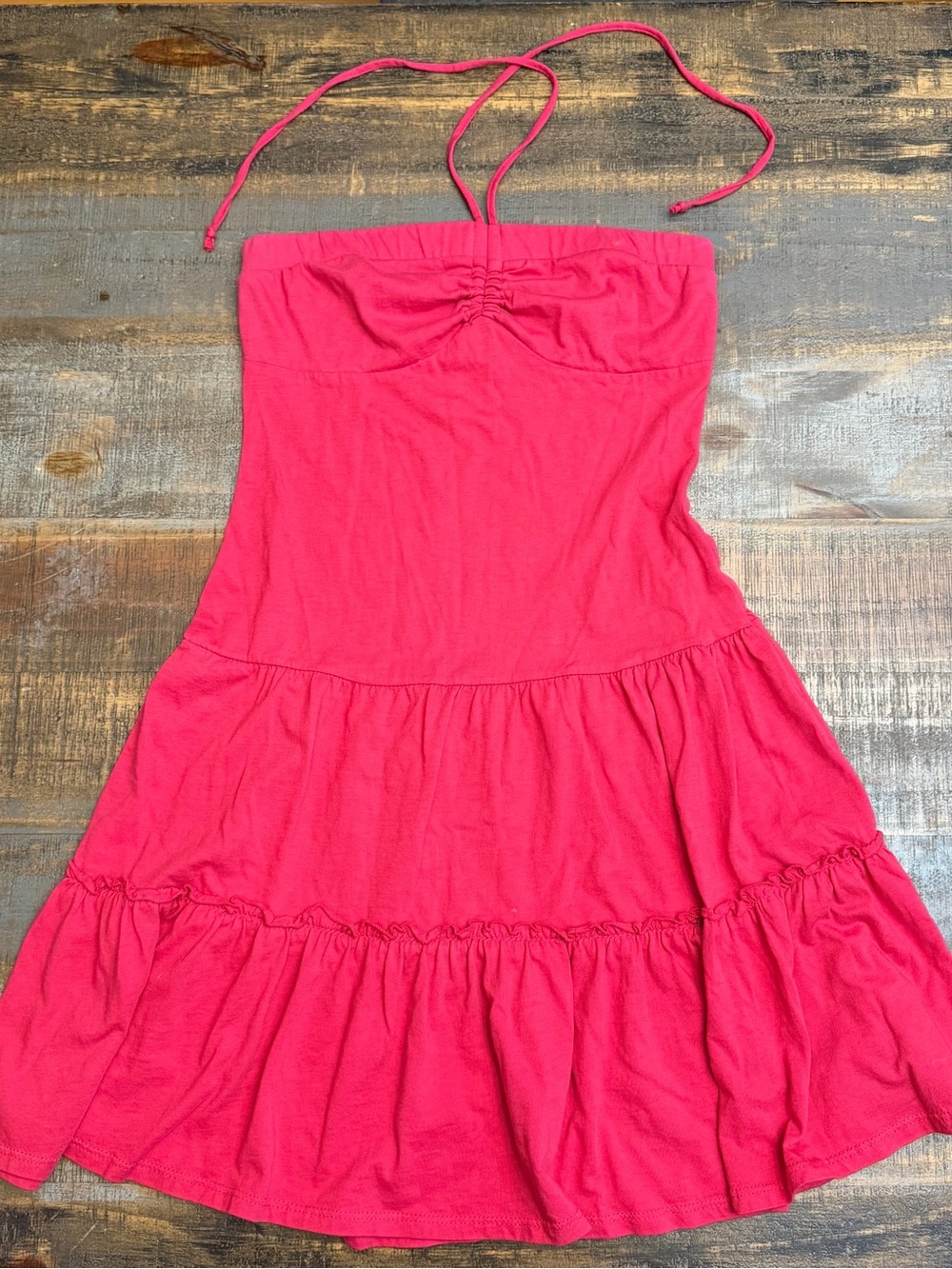 Xhilaration Hot Pink Halter Tiered Sundress